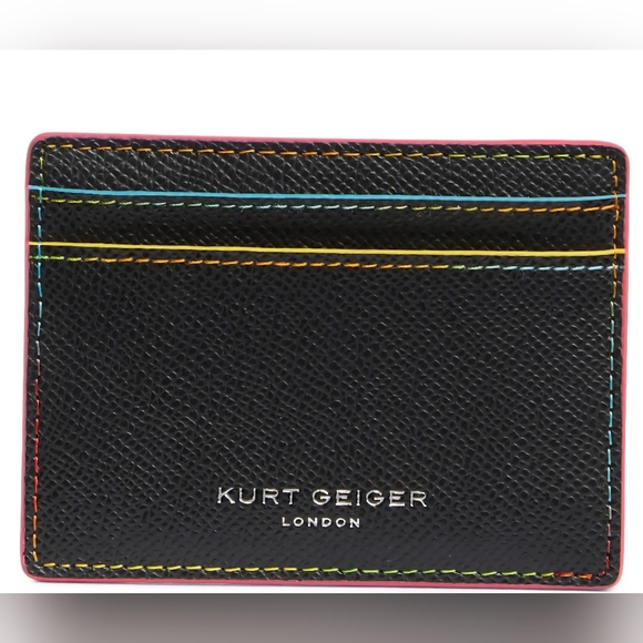 Kurt Geiger Accessories - Kurt Geiger Richmomd Black Card Holder with Multicolor Stitching, NWT